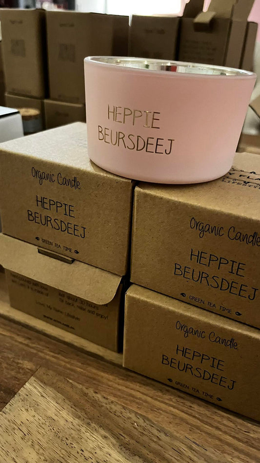 HEPPIE BEURSDEEJ Geurkaars - GREEN TEA TIME