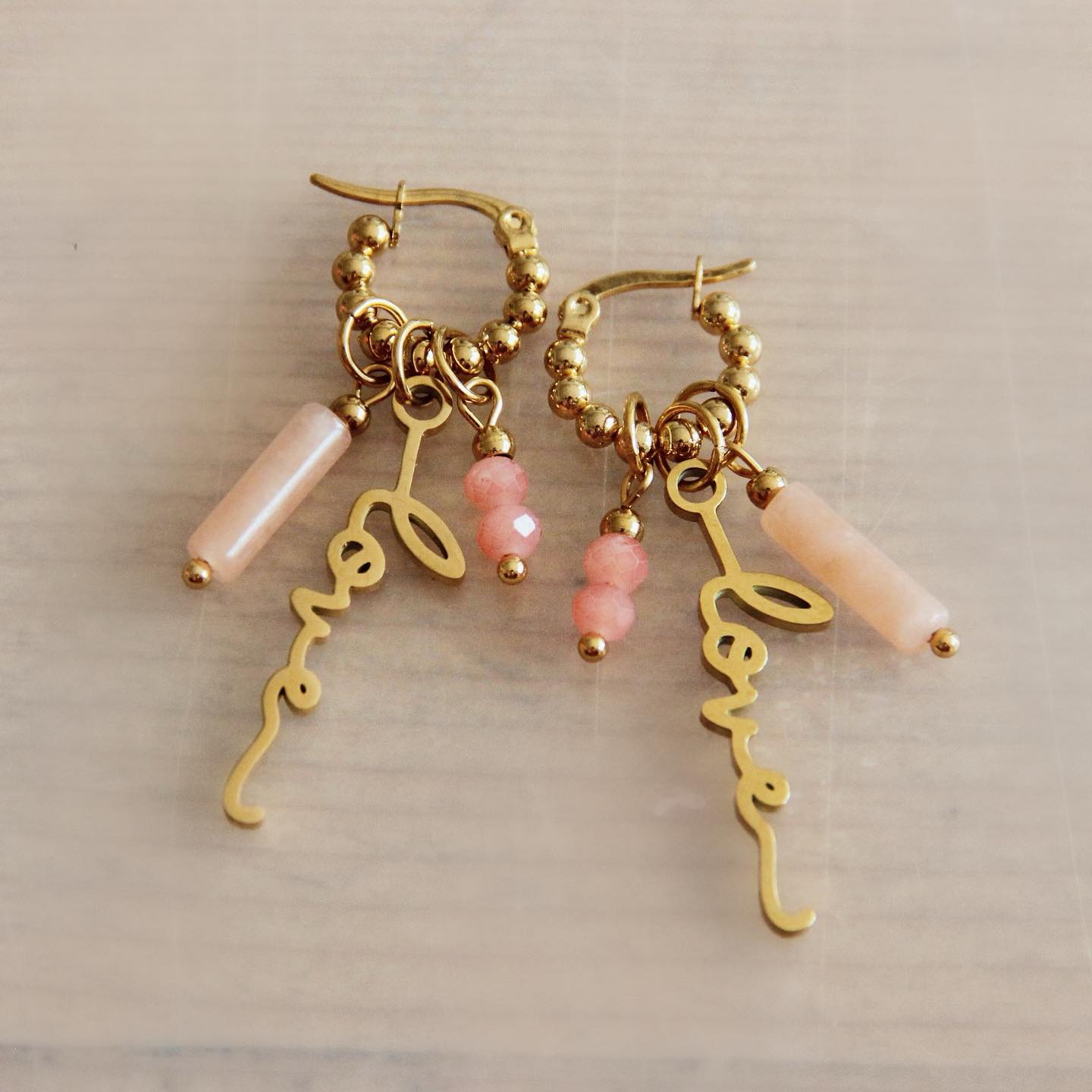 EarCandy Creool met Tube, Love en Facet – peach/pink/gold