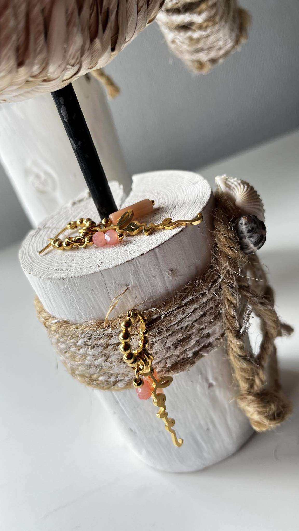 EarCandy Creool met Tube, Love en Facet – peach/pink/gold