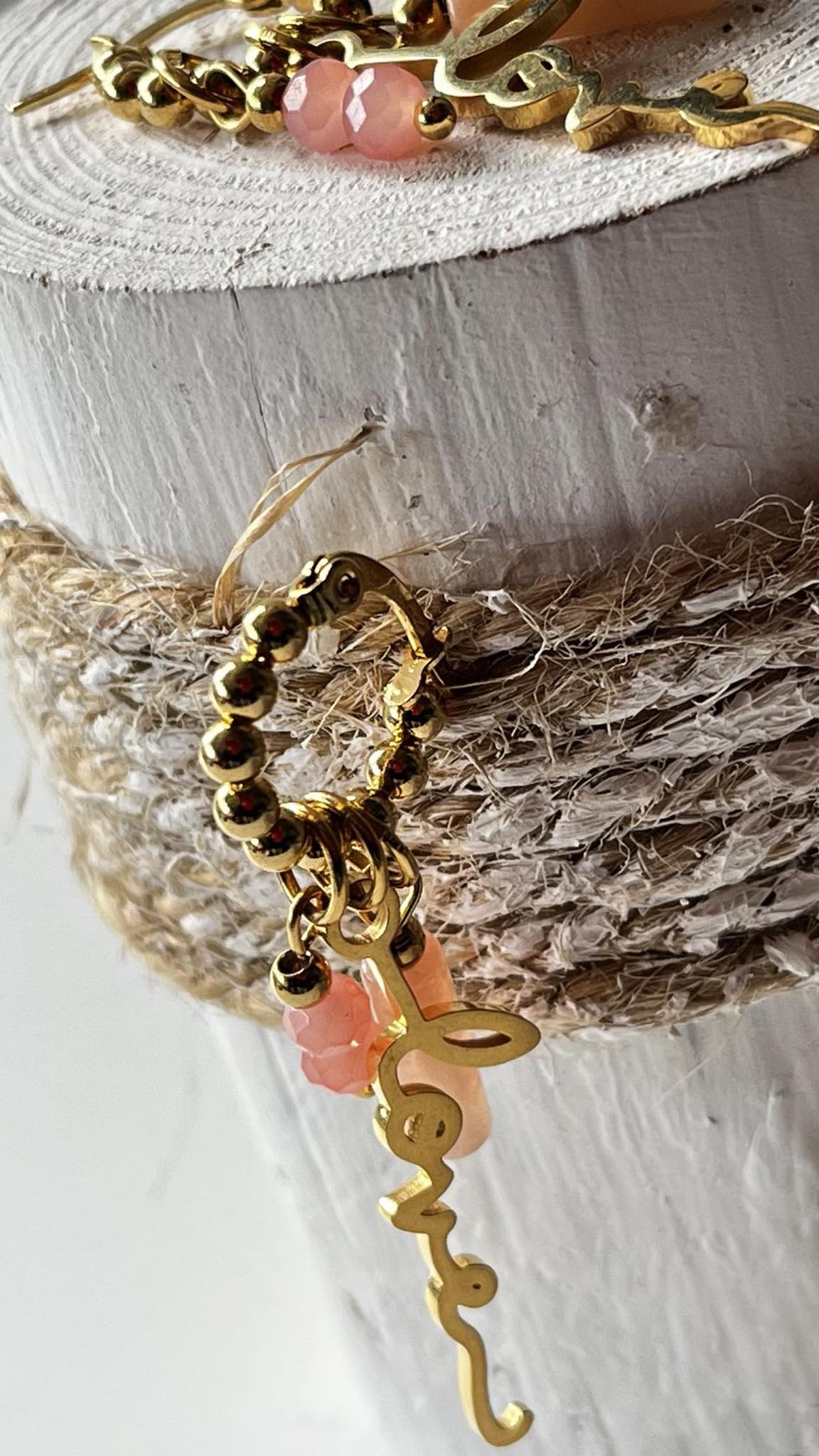 EarCandy Creool met Tube, Love en Facet – peach/pink/gold