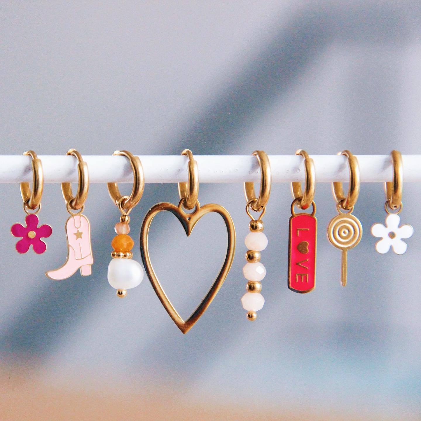 EarCandy One piece set Stainless Steel – Black Hearts