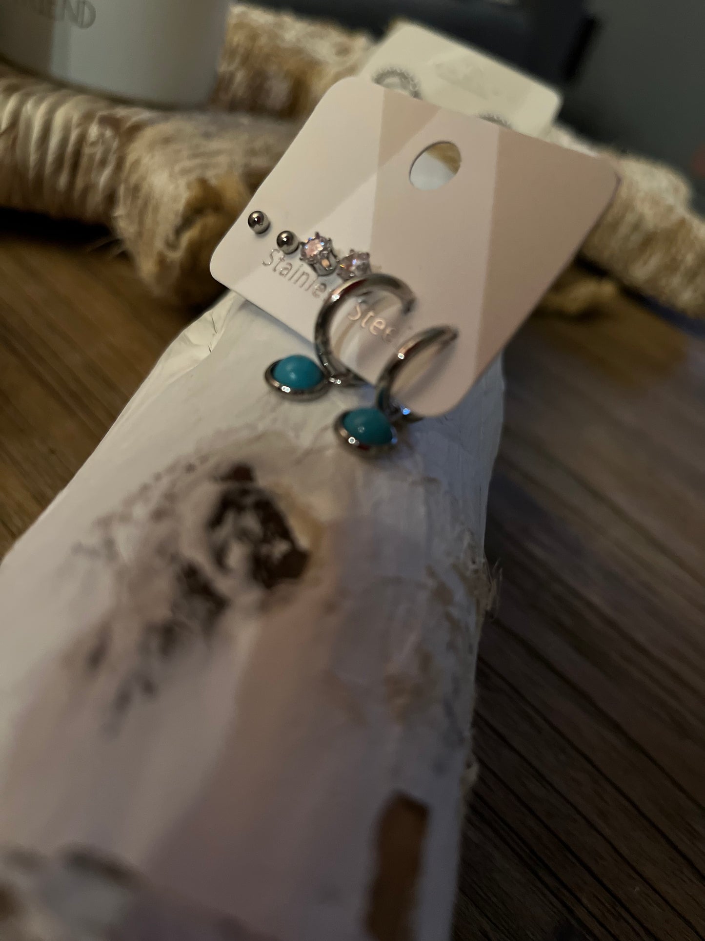 Earrings Stainless Steel Turquoise 3-pack