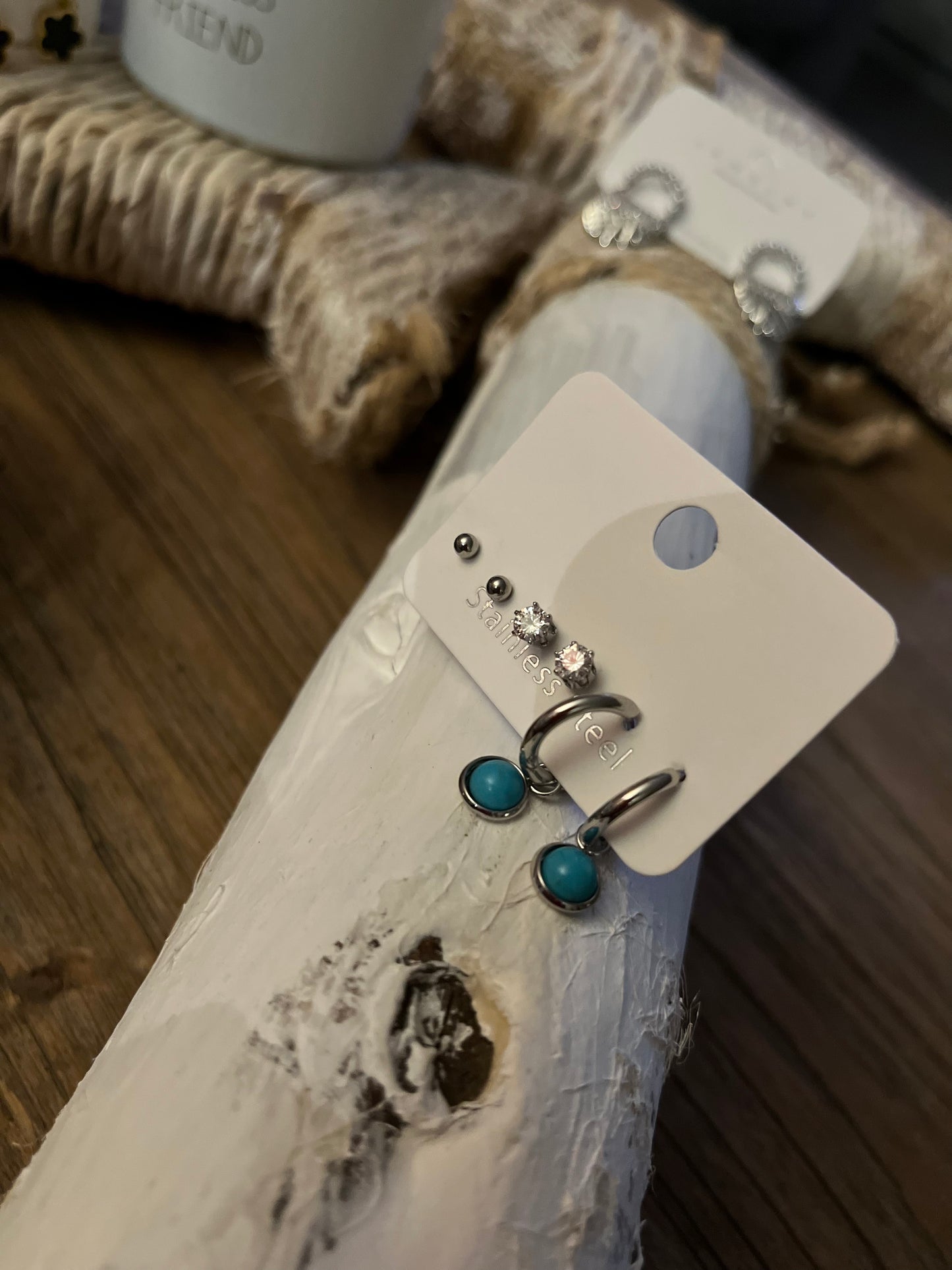 Earrings Stainless Steel Turquoise 3-pack