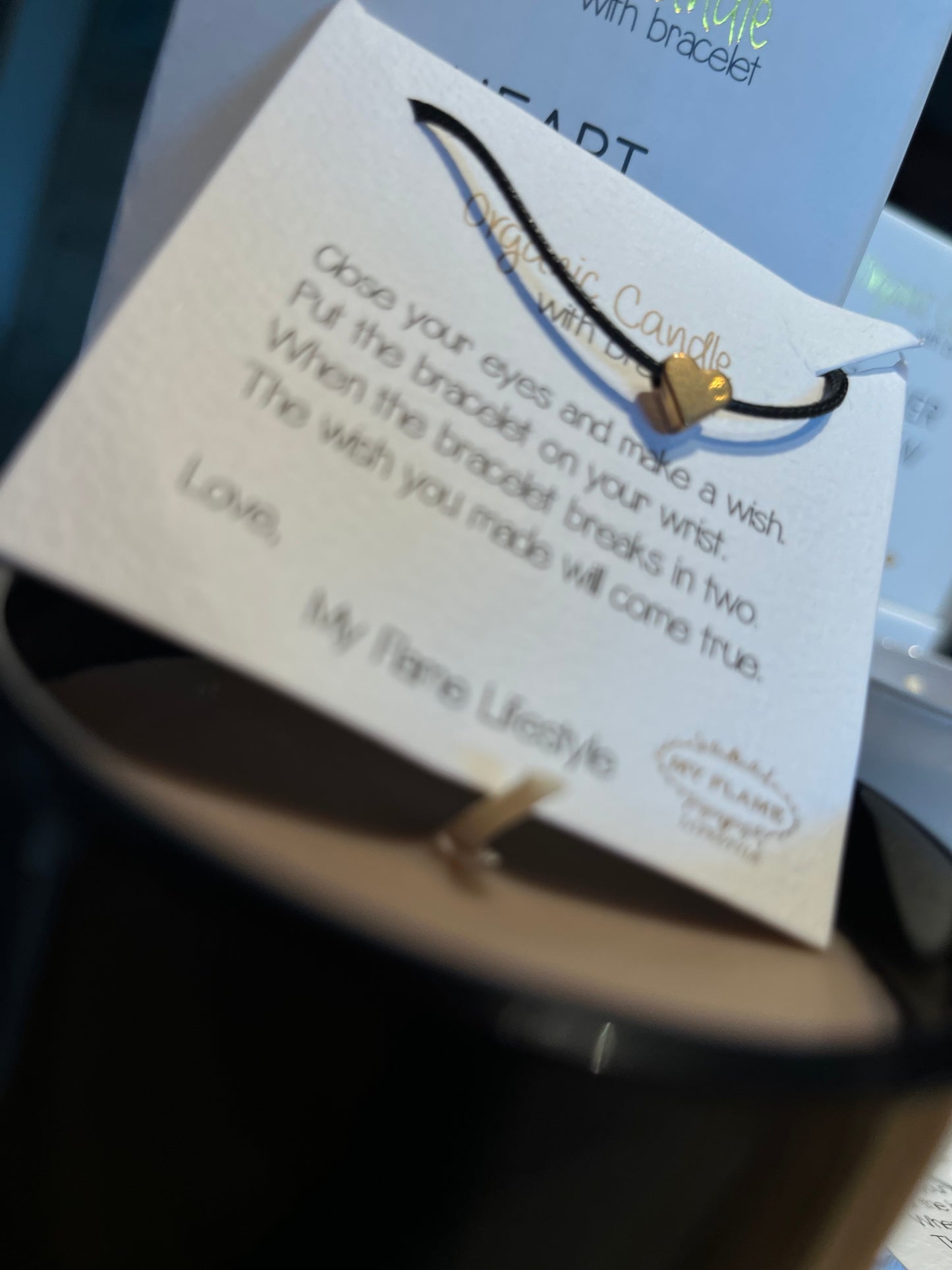 Geurkaars met wens-armbandje - HEART OF GOLD - Warm Cashmere