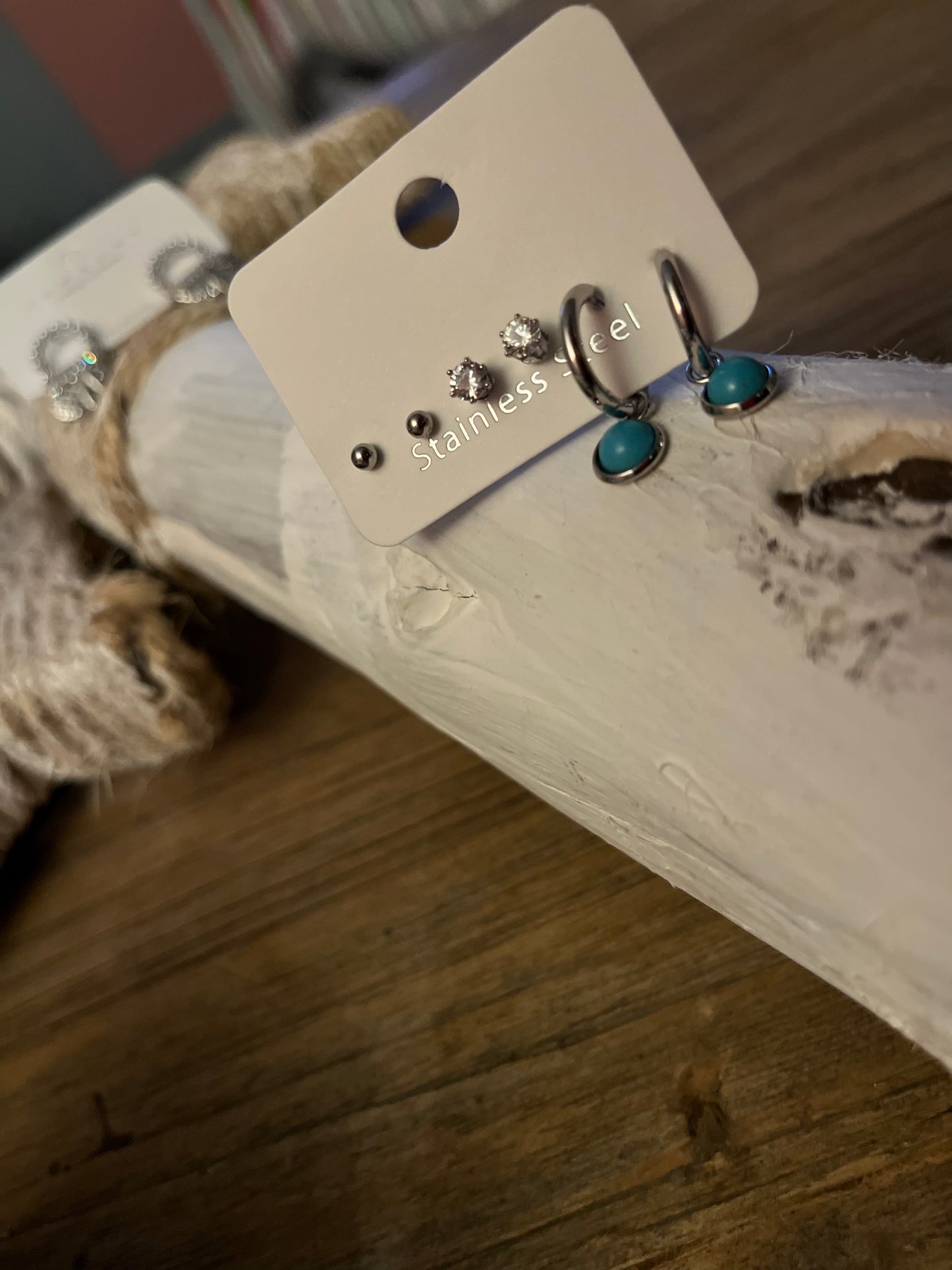 Earrings Stainless Steel Turquoise 3-pack