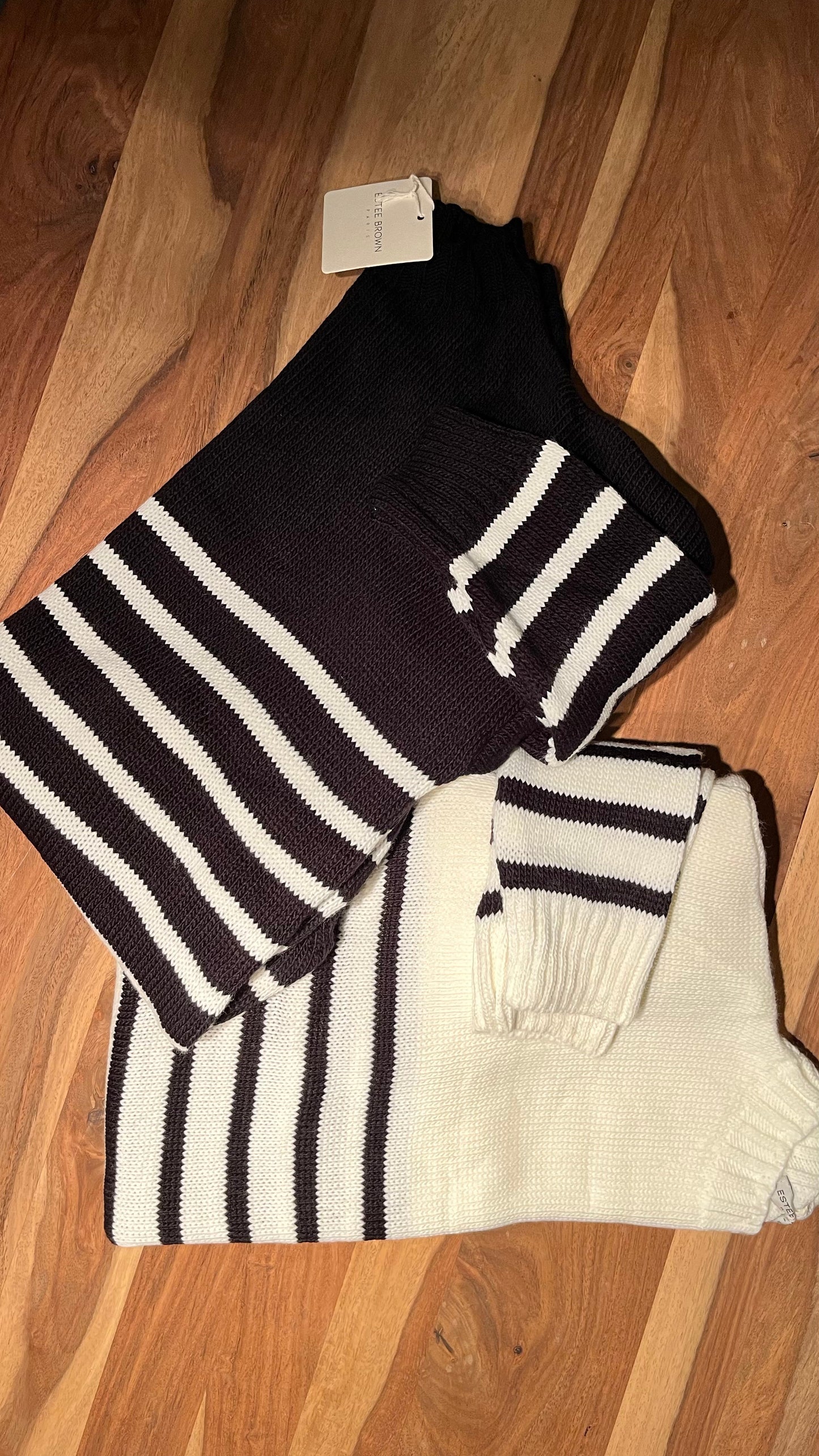 Marine STYLE streepjes trui oversized White⚓Black