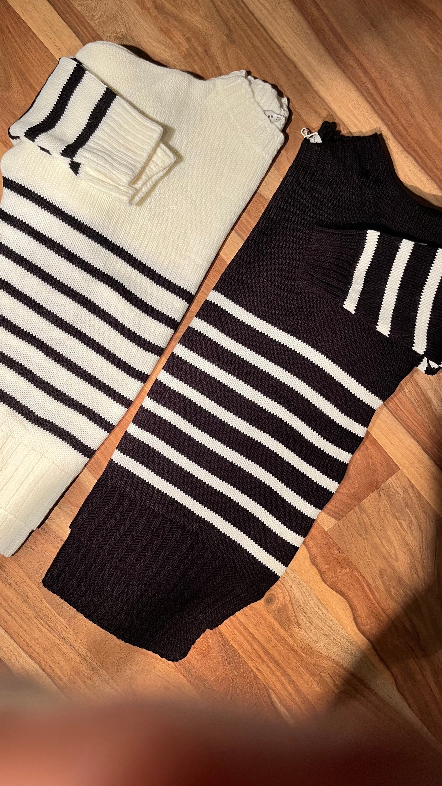 Marine STYLE streepjes trui oversized White⚓Black