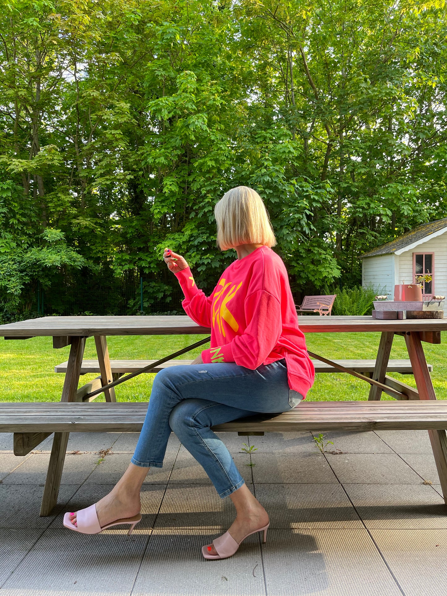 PINK! Oversized Sweater Pink/Yellow