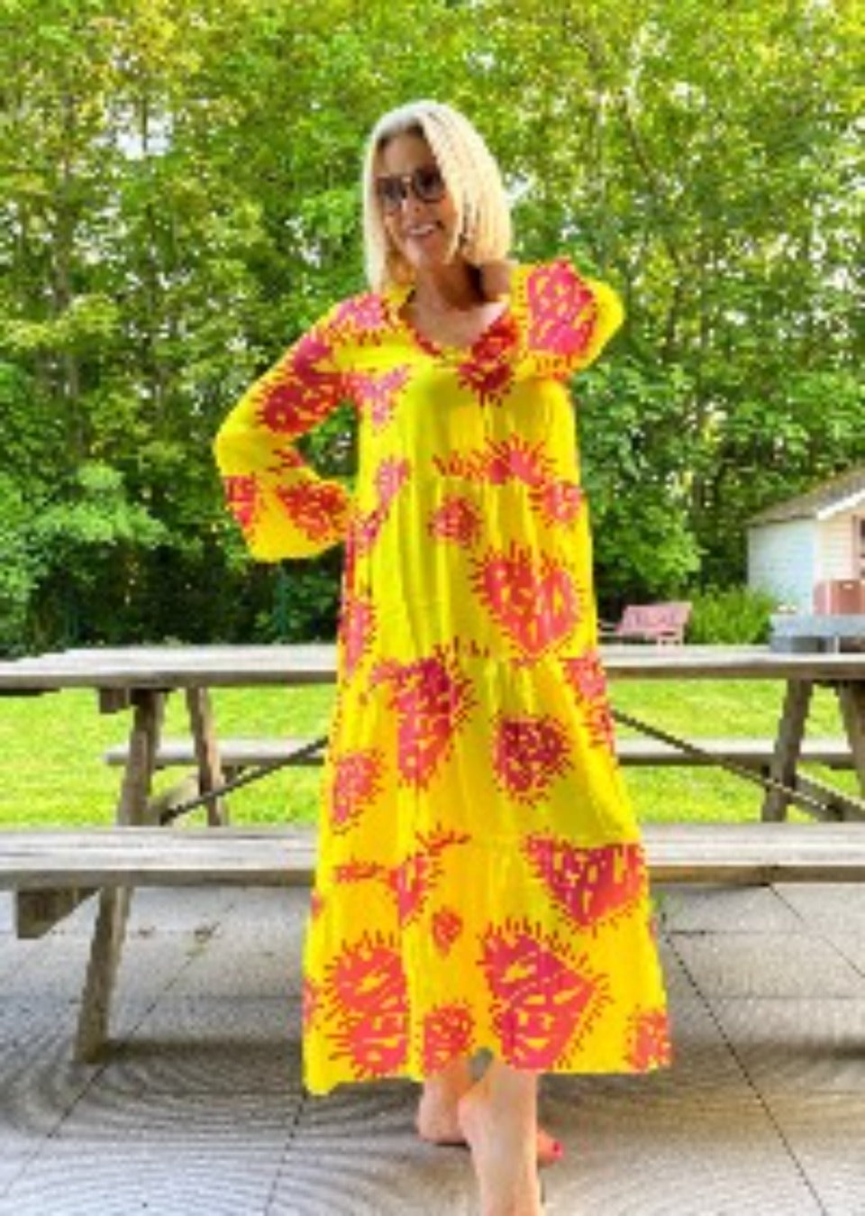 Dress Peace Heart Sun YELLOW PINK