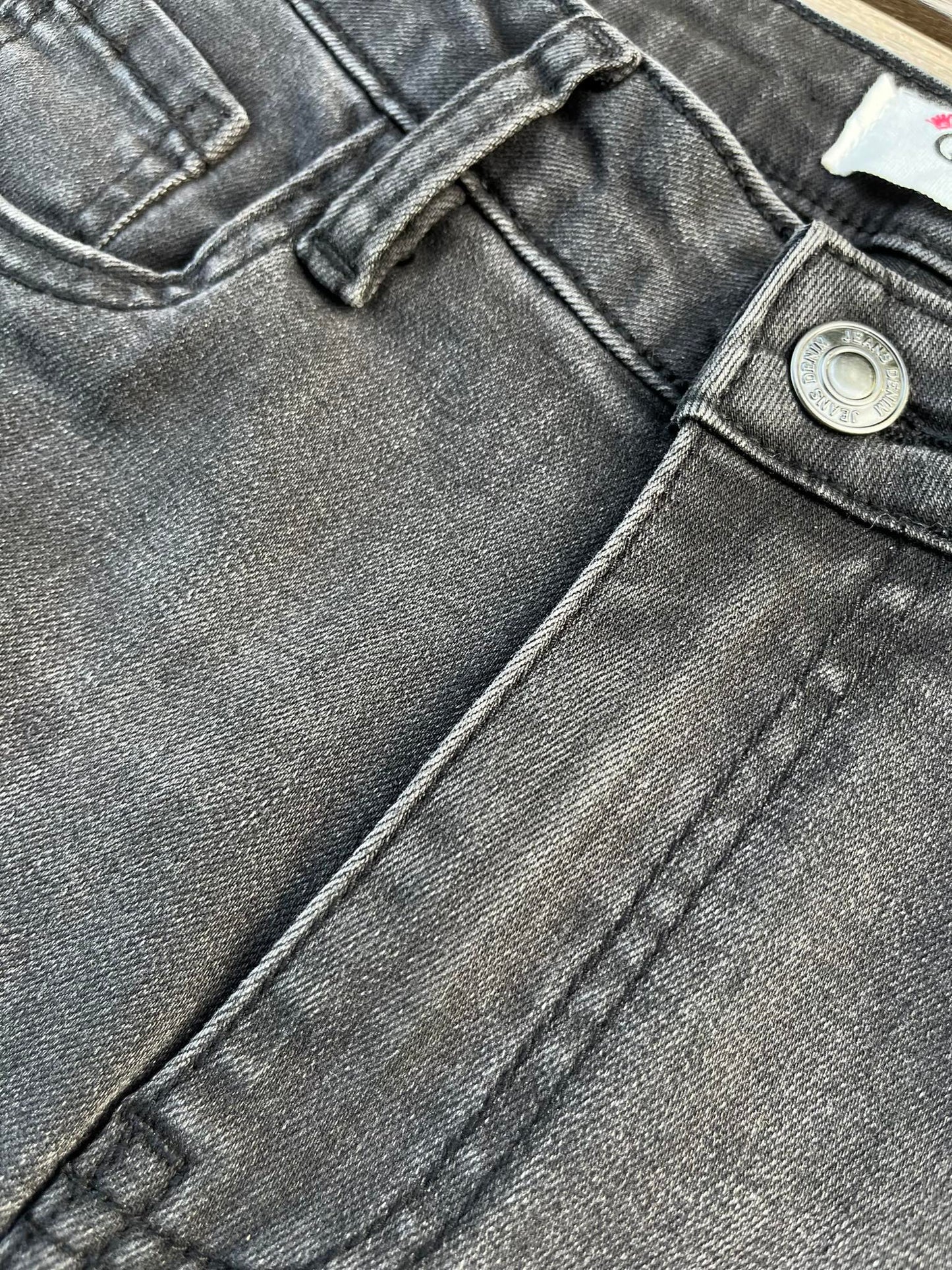 High Waist Patch Jeans Black/Grey * Skinny