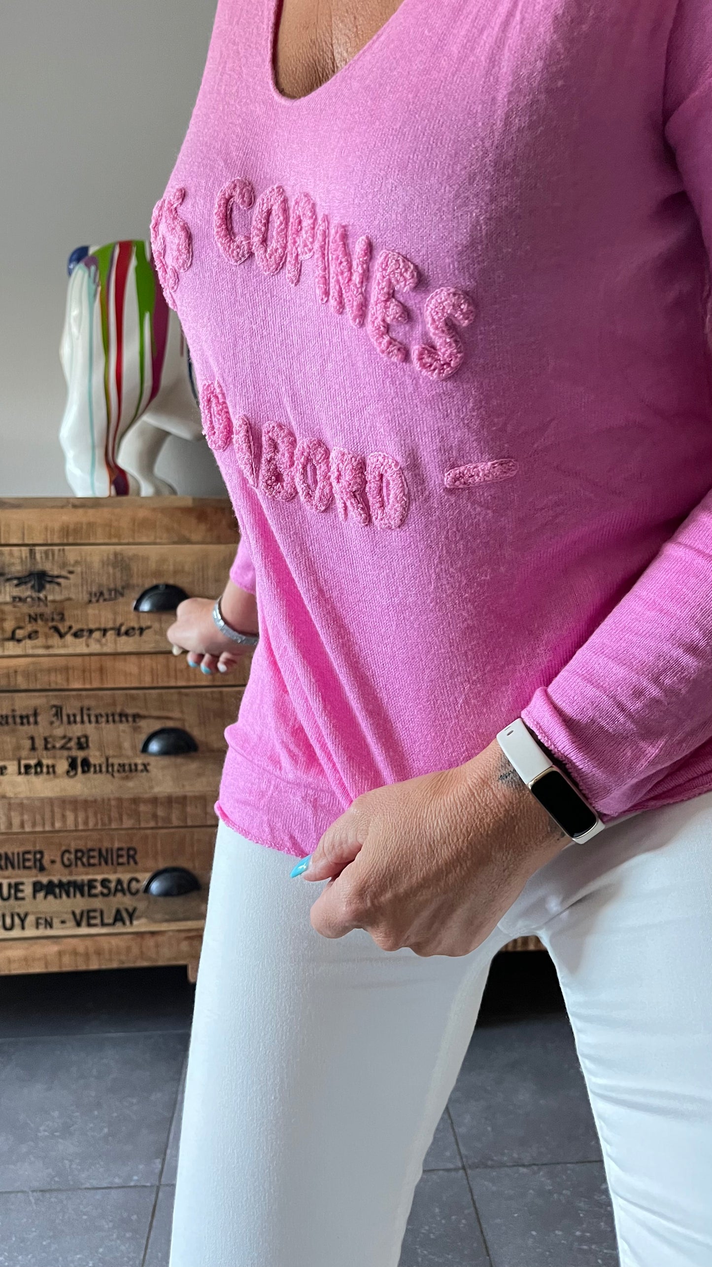 Trui "Les Copines" V-Neck Fuchsia Pink