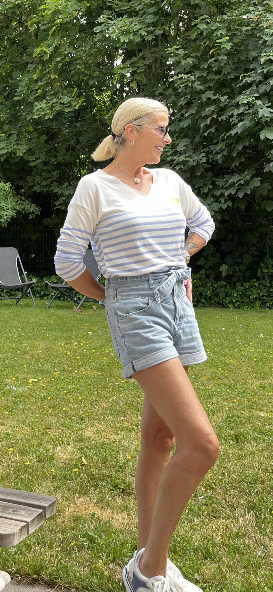 Pull Marinestijl "Golden Heart" V-neck