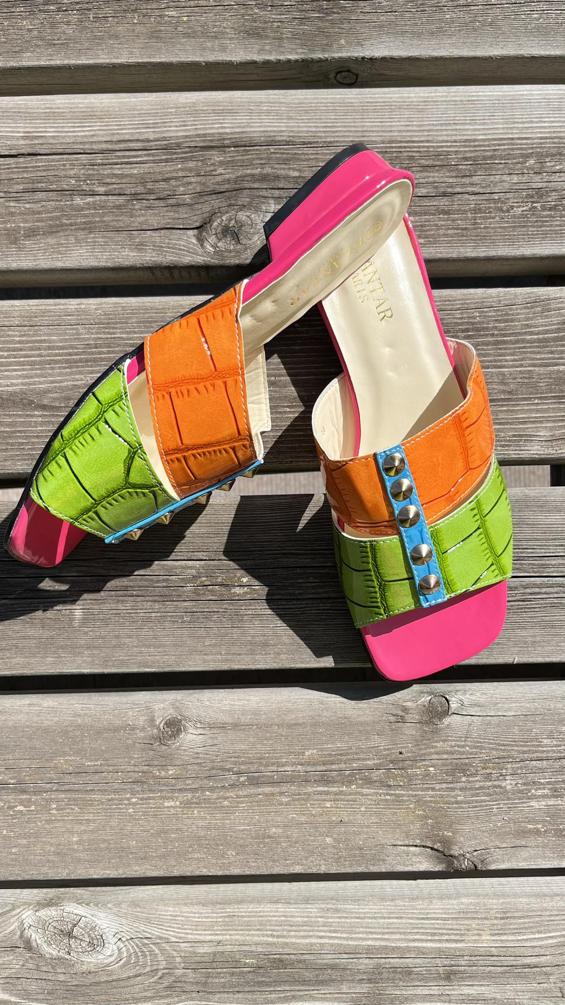 Tri-Colore Lak Trendy instapper met klein hakje