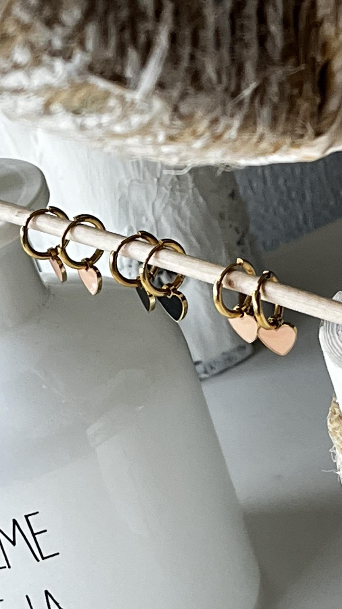 EarCandy Creool met HARTJE - zwart/nude/goud RVS