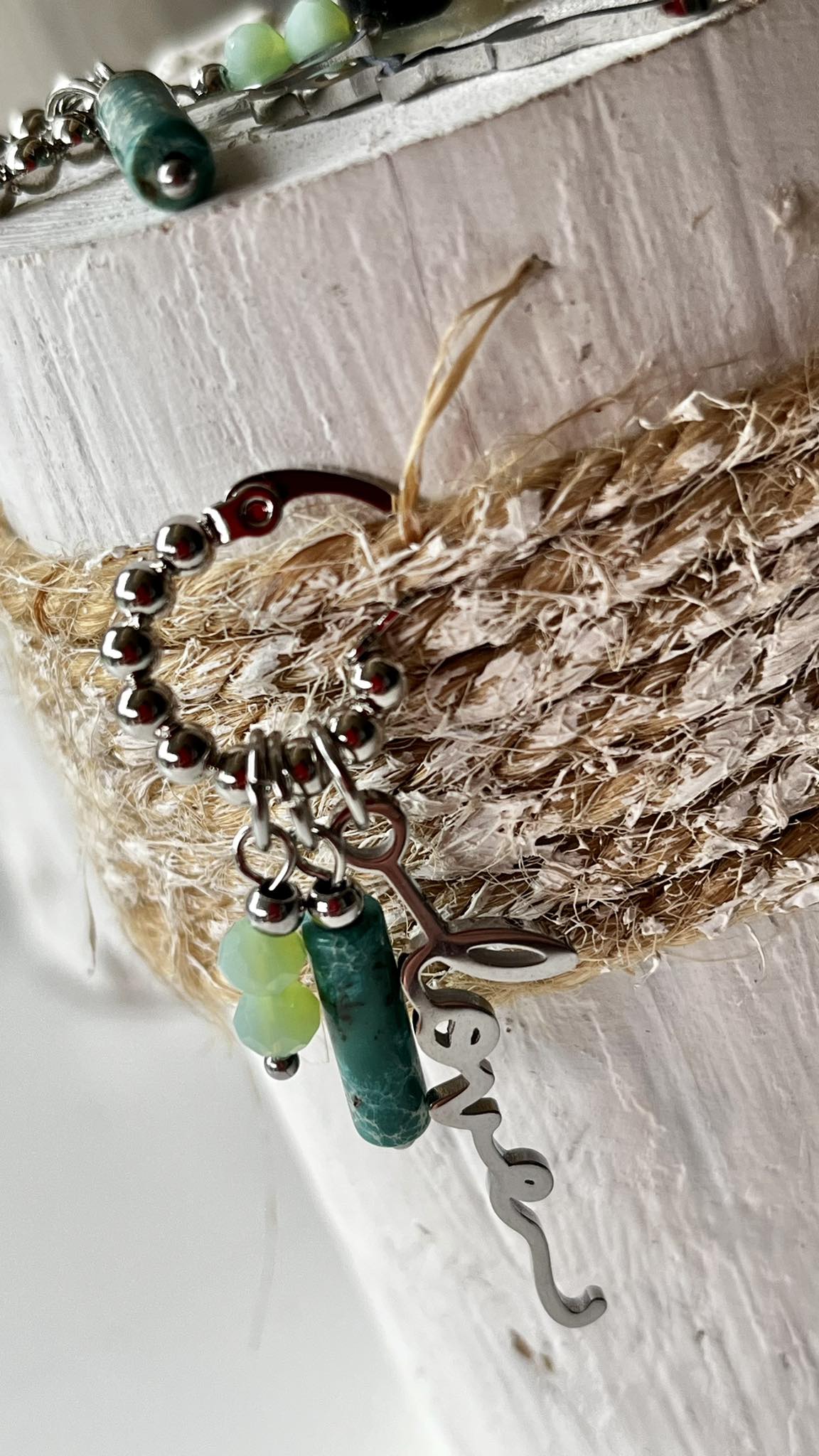 EarCandy Creool met Tube, Love en Facet – emerald/mint/silver