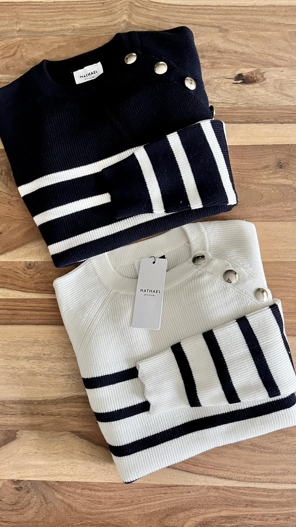 Marine Pull Ecru⚓Blue in wol