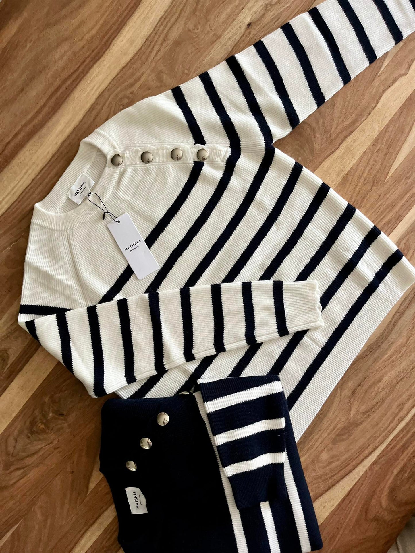 Marine Pull Ecru⚓Blue in wol