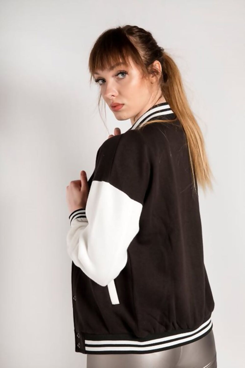 Sweater Varsity Jacket with contrast sleeves