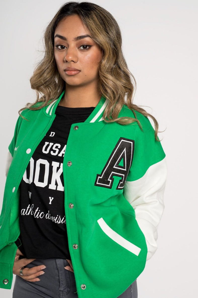 Sweater Varsity Jacket with contrast sleeves