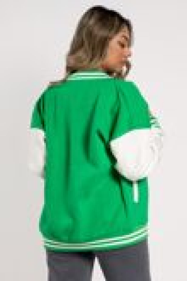 Sweater Varsity Jacket with contrast sleeves