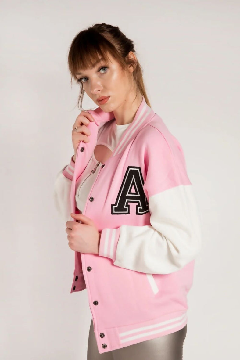 Sweater Varsity Jacket with contrast sleeves
