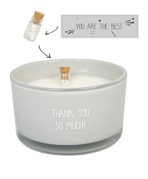Geurkaars met Flessenpost -  THANK YOU SO MUCH! - AMBER'S SECRETS