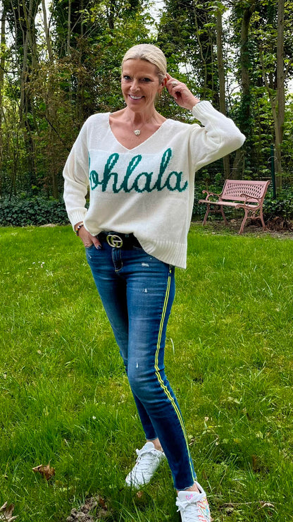 Pull "Oohlala" oversized V-neck