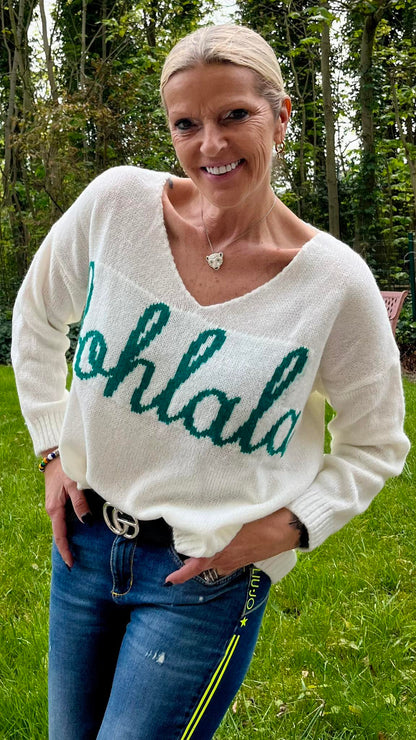 Pull "Oohlala" oversized V-neck