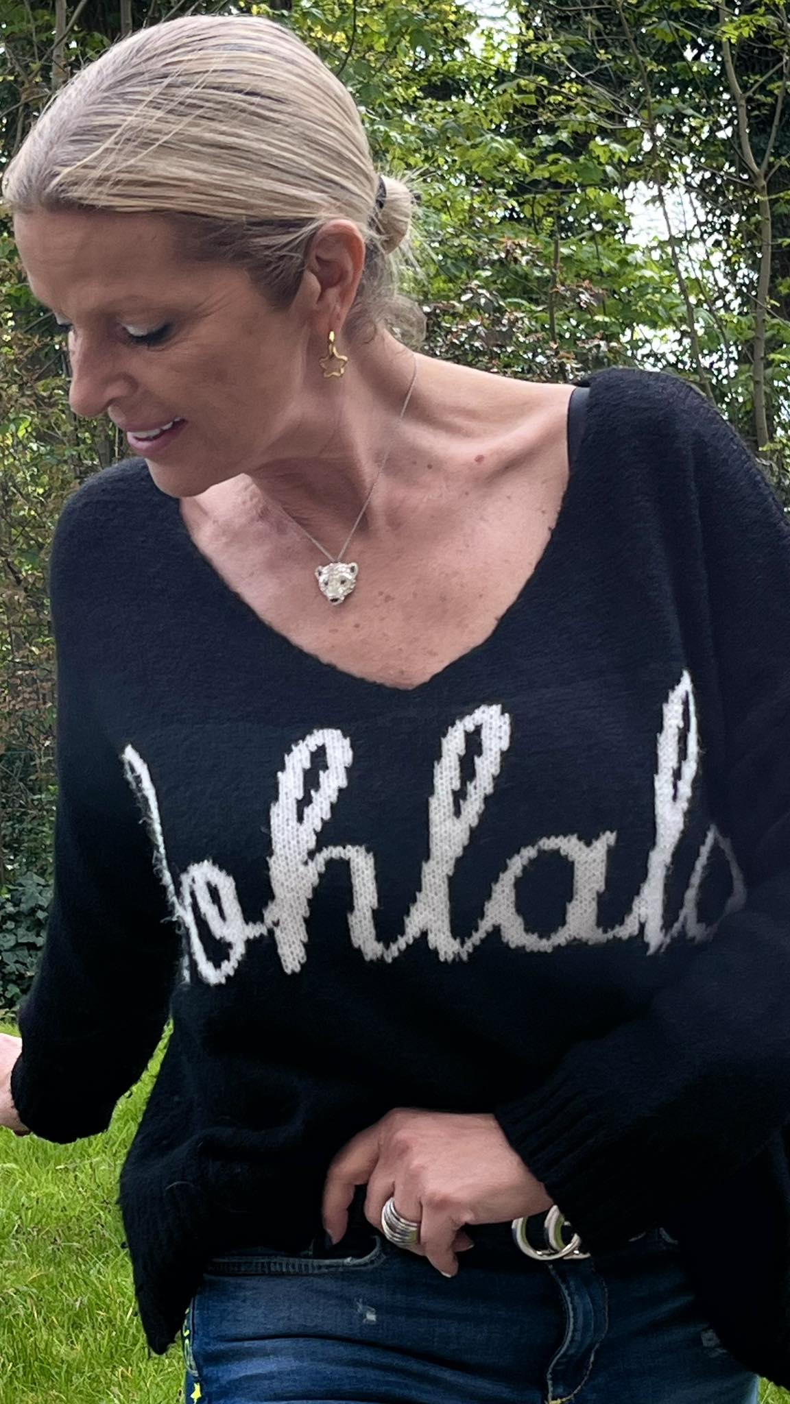 Pull "Oohlala" oversized V-neck