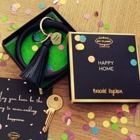 SLEUTELHANGER - HAPPY HOME - ZWART