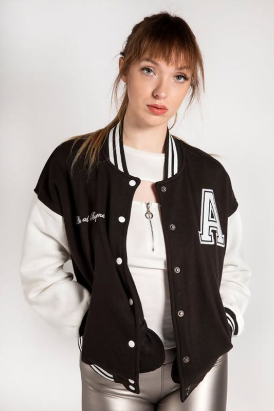 Sweater Varsity Jacket with contrast sleeves